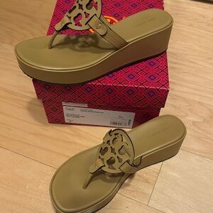 Tory Burch Women's Tan Wedge Sandals